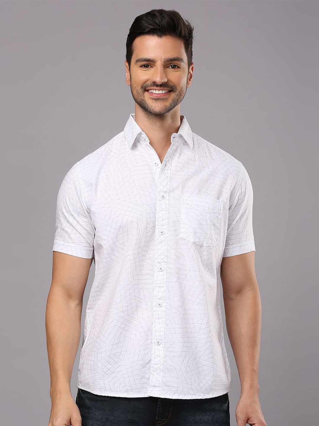 

Klub Fox Men Printed Casual Slim Fit Shirt, White