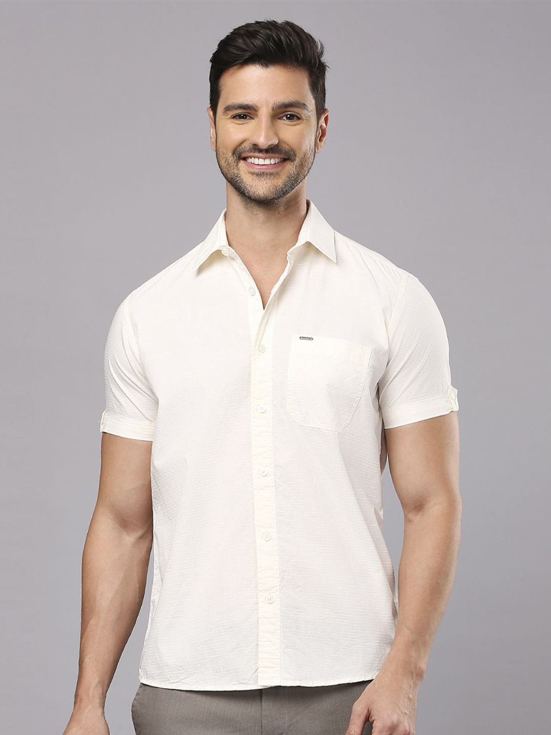 

Klub Fox Men Solid Spread Collar Casual Shirt, Off white