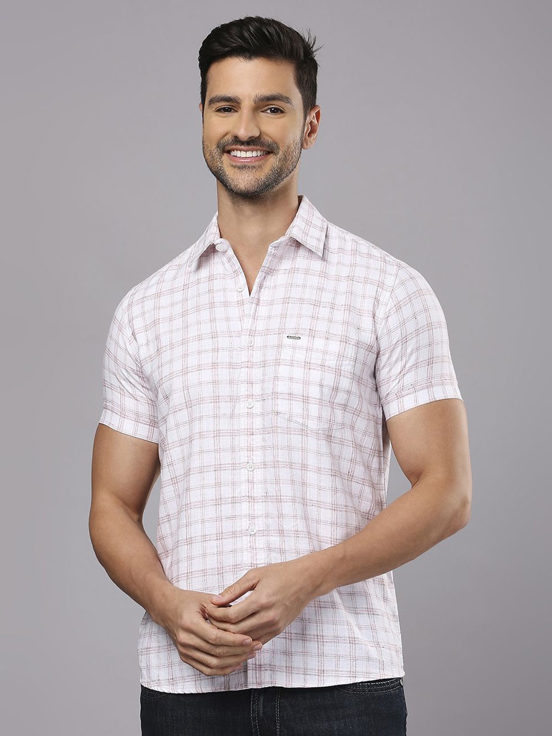 

Klub Fox Men Slim Fit Opaque Checked Casual Shirt, Red