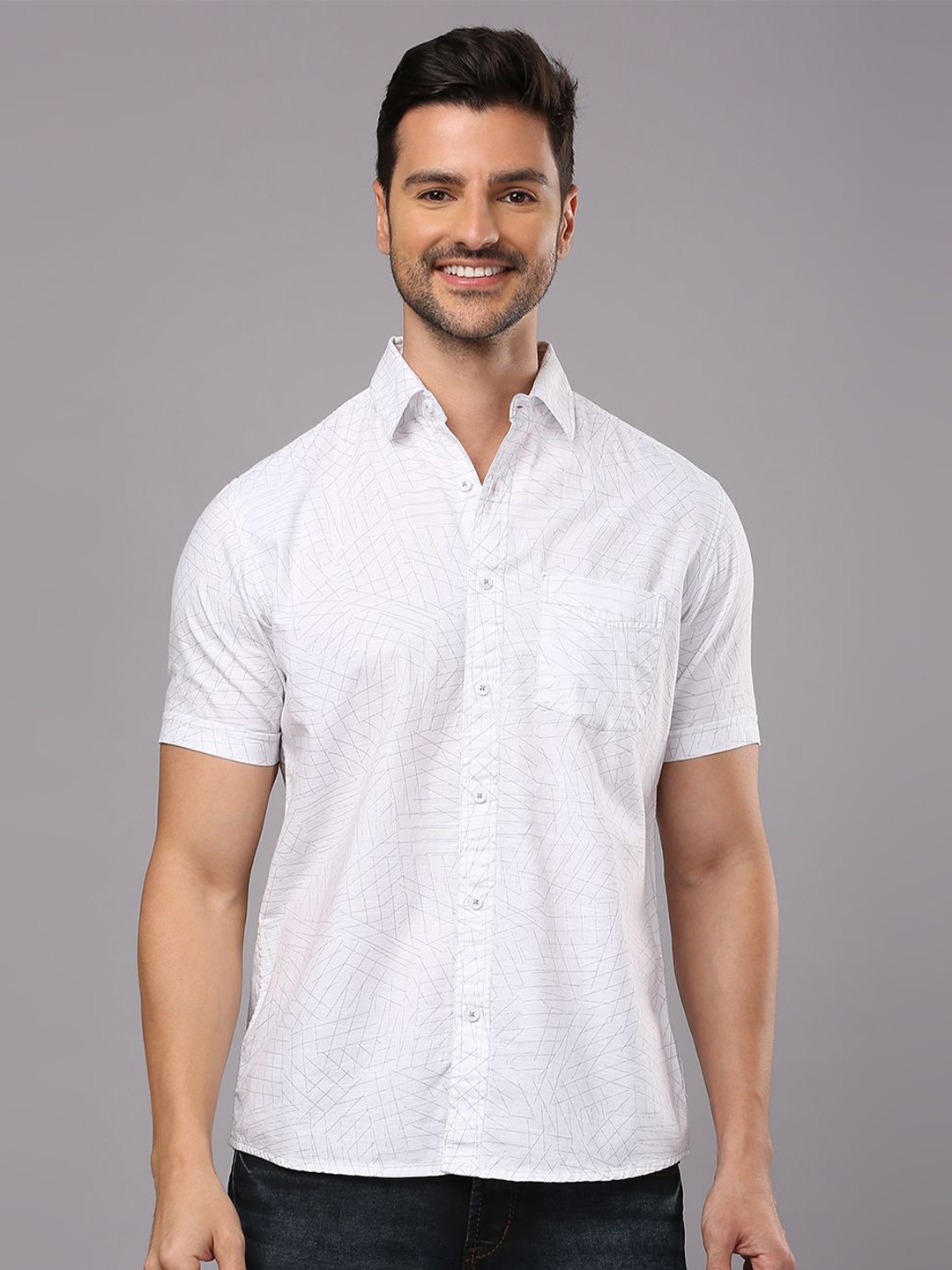 

Klub Fox Men Printed Casual Slim Fit Shirt, White