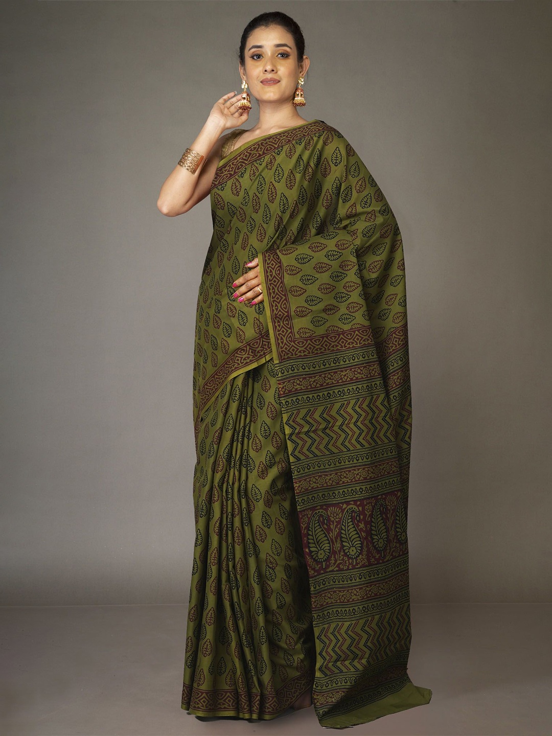 

Unnati Silks Bagh Handloom Bagh Saree, Green