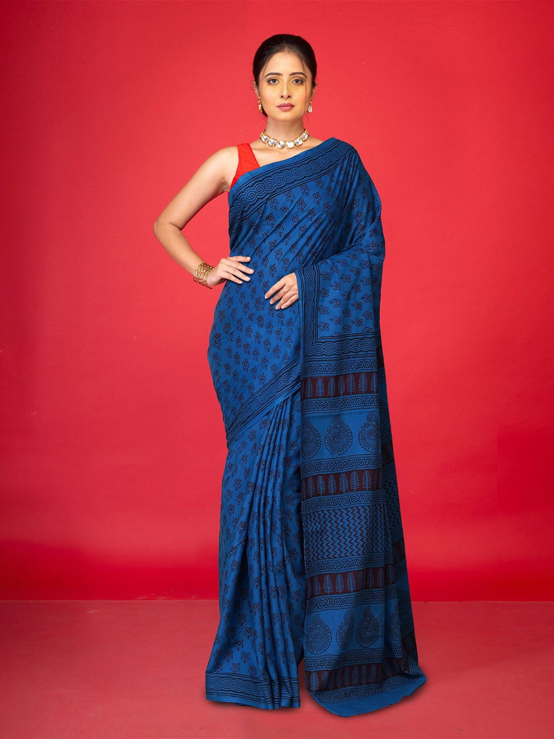 

Unnati Silks Bagh Handloom Bagh Saree, Blue