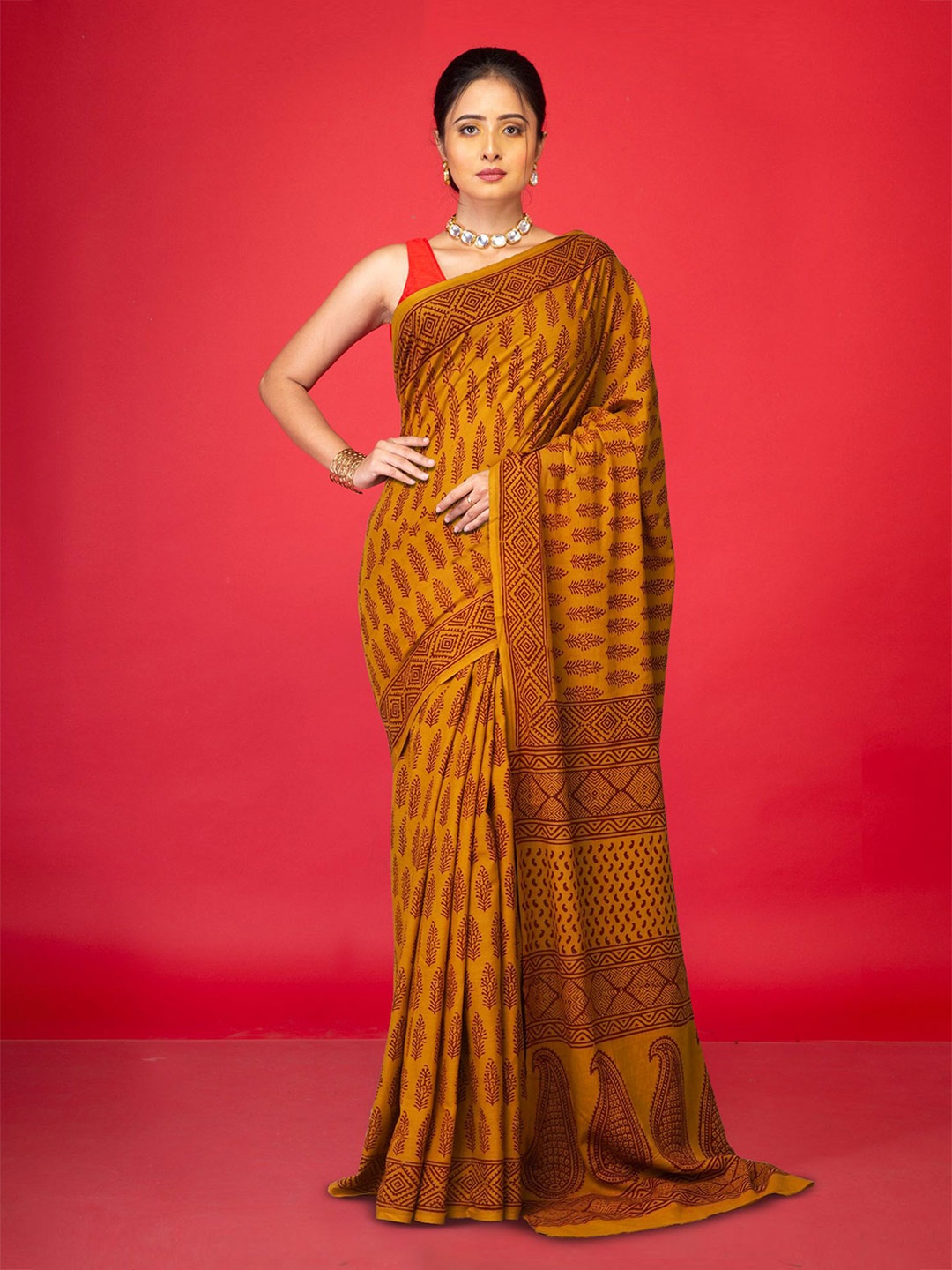 

Unnati Silks Bagh Handloom Bagh Saree, Yellow