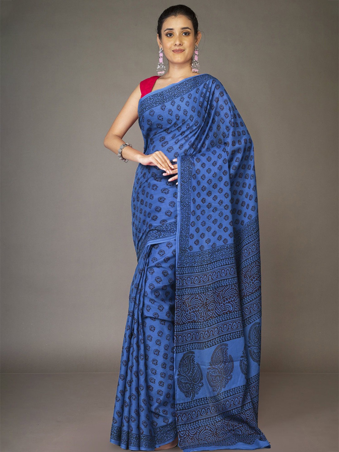 

Unnati Silks Bagh Handloom Bagh Saree, Blue