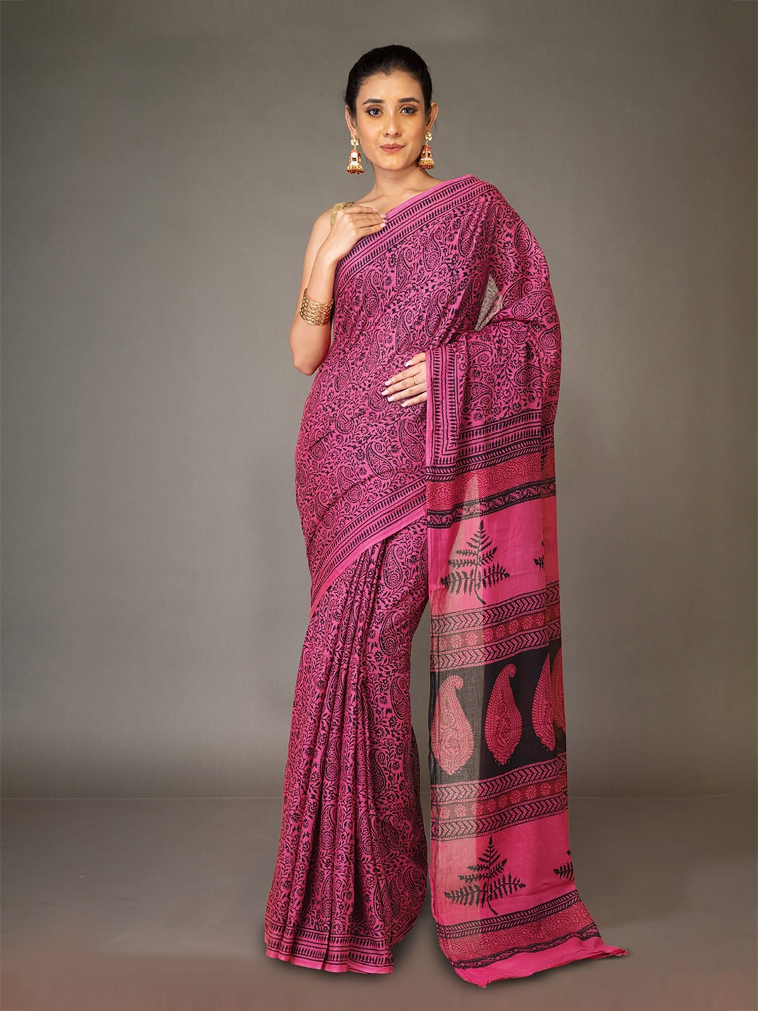 

Unnati Silks Bagh Handloom Bagh Saree, Pink