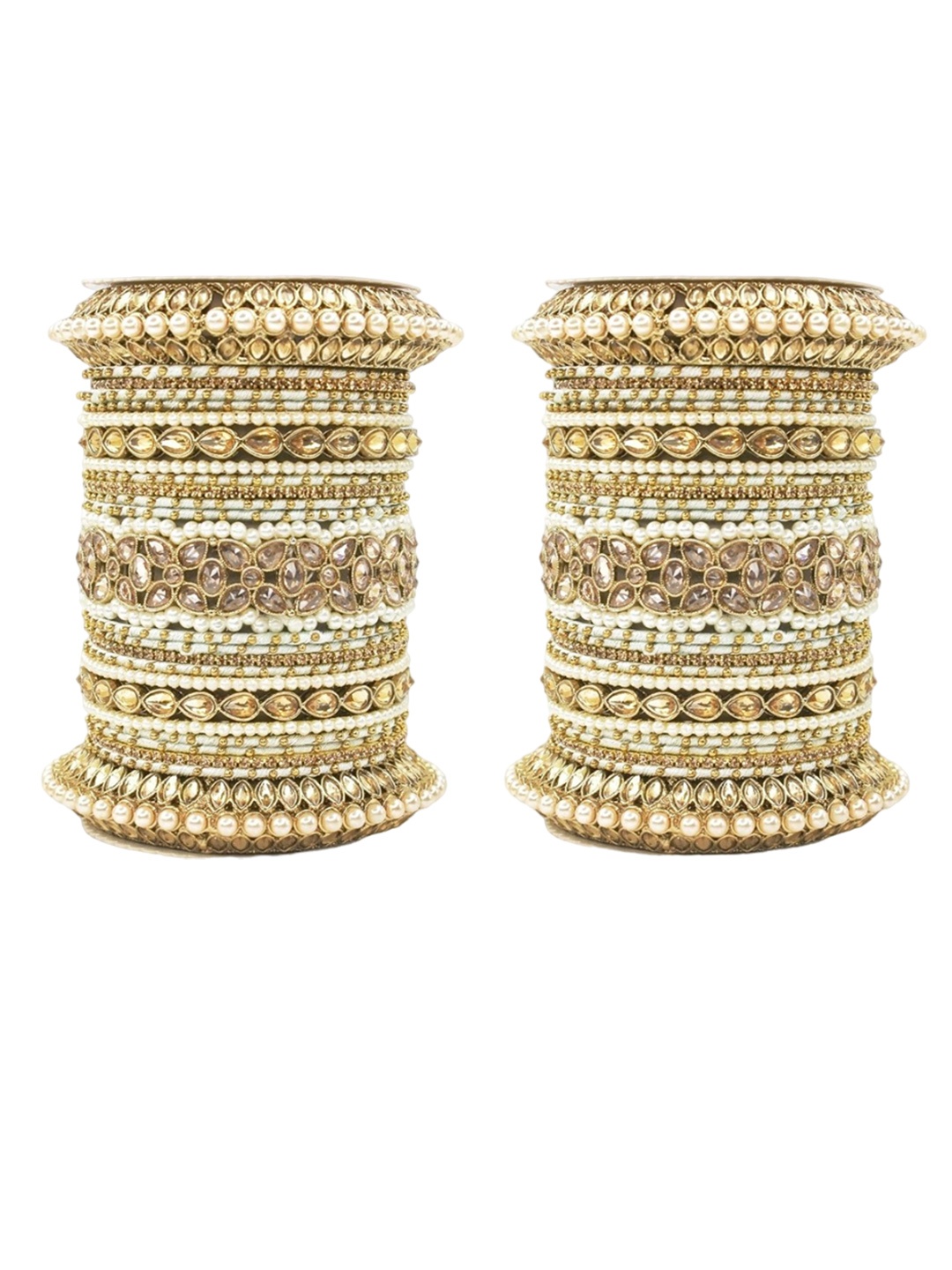 

leshya Set Of 50 Brass-Plated AD-Studded Bangles, Gold