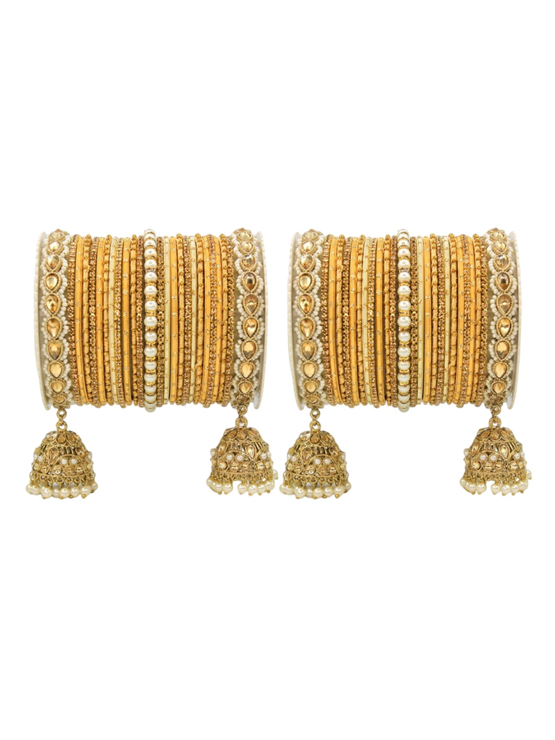

leshya Set Of 50 Brass Plating & Stone-Studded Bangles, Bronze