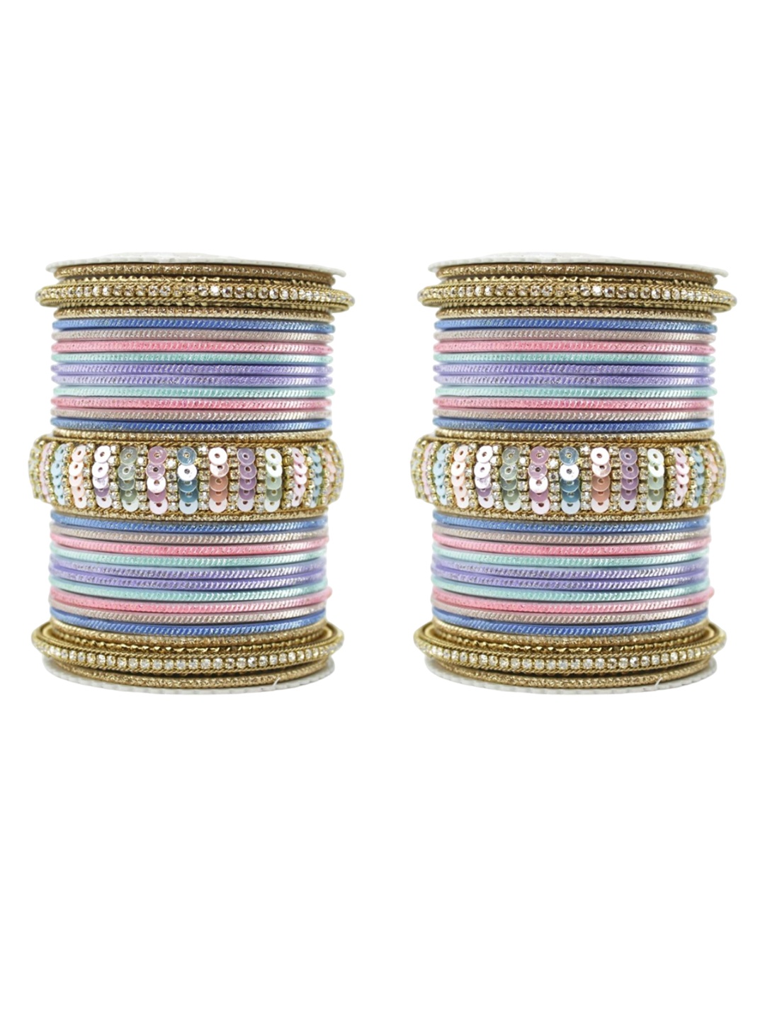 

leshya Set of 70 Brass Plating & Stone Studded Bangles, Bronze