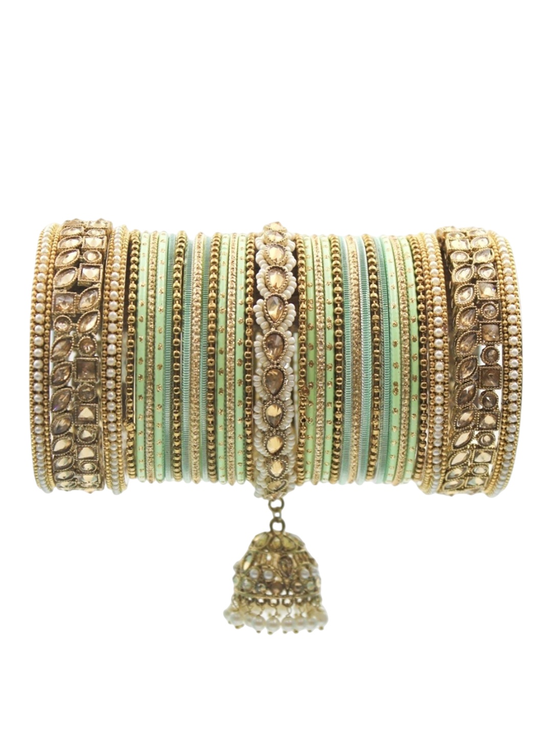 

leshya Set Of 70 Brass-Plating Stone-Studded Bangles, Brown