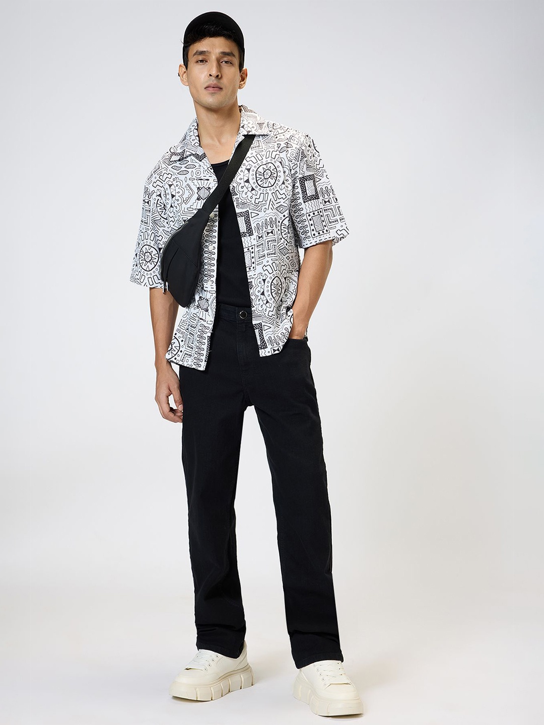 

FREAKINS Men Tribal Printed Casual Shirt, White