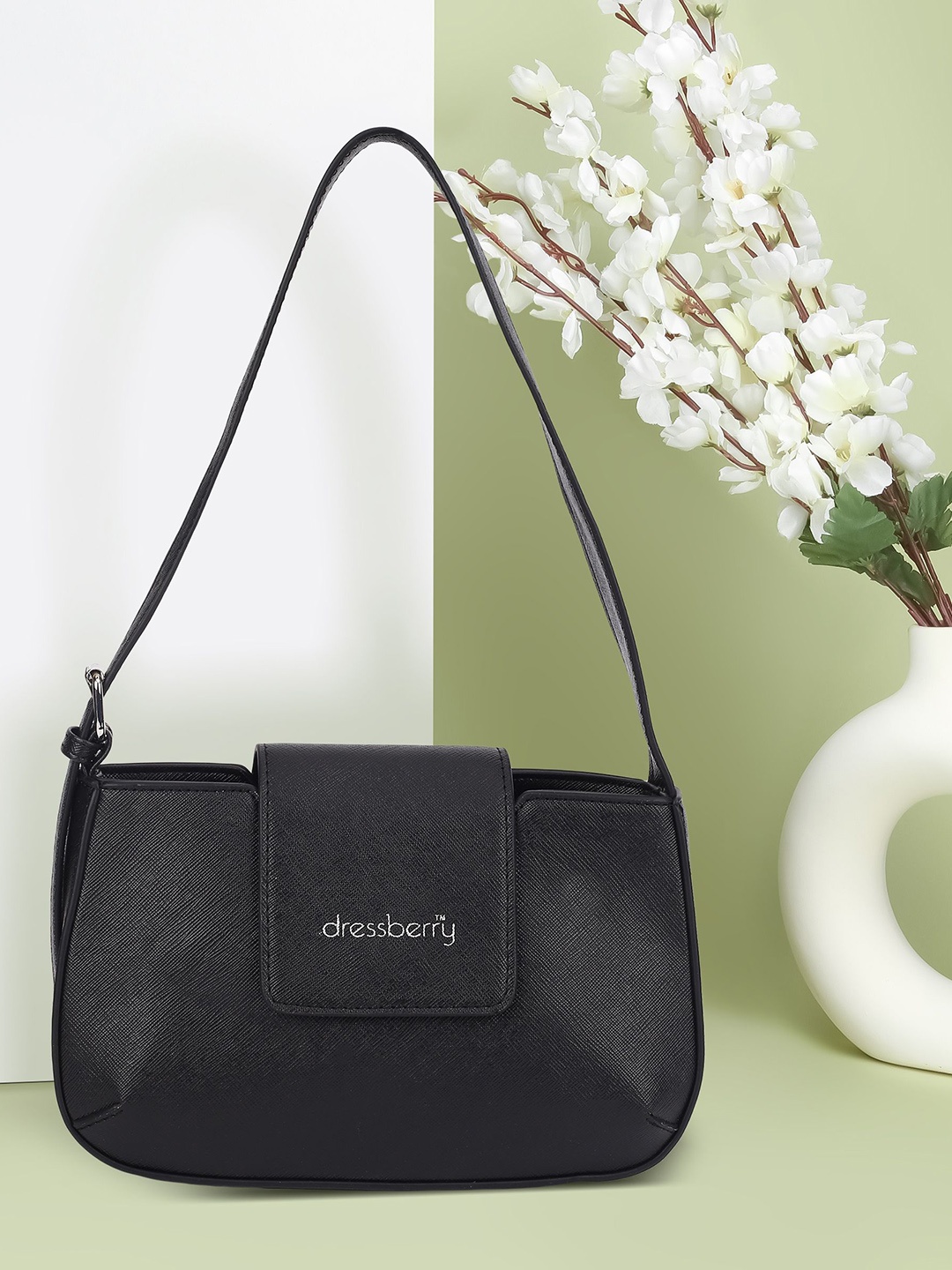 

DressBerry Black Textured Structured Shoulder Bag