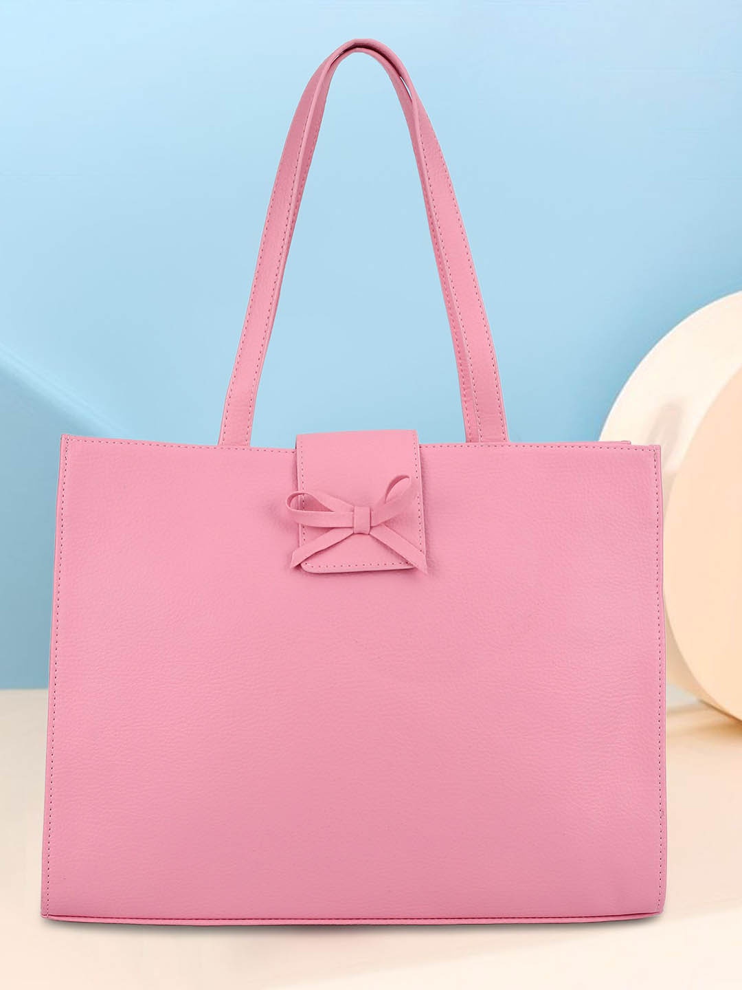 

DressBerry Oversized Shopper Tote Bag with Bow Detail, Pink