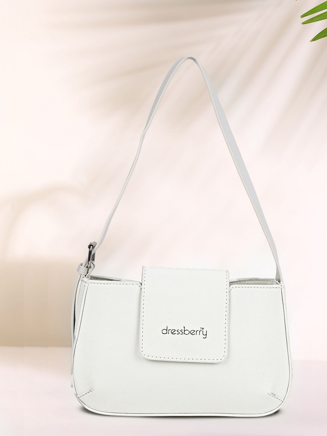 

DressBerry White Textured Structured Shoulder Bag