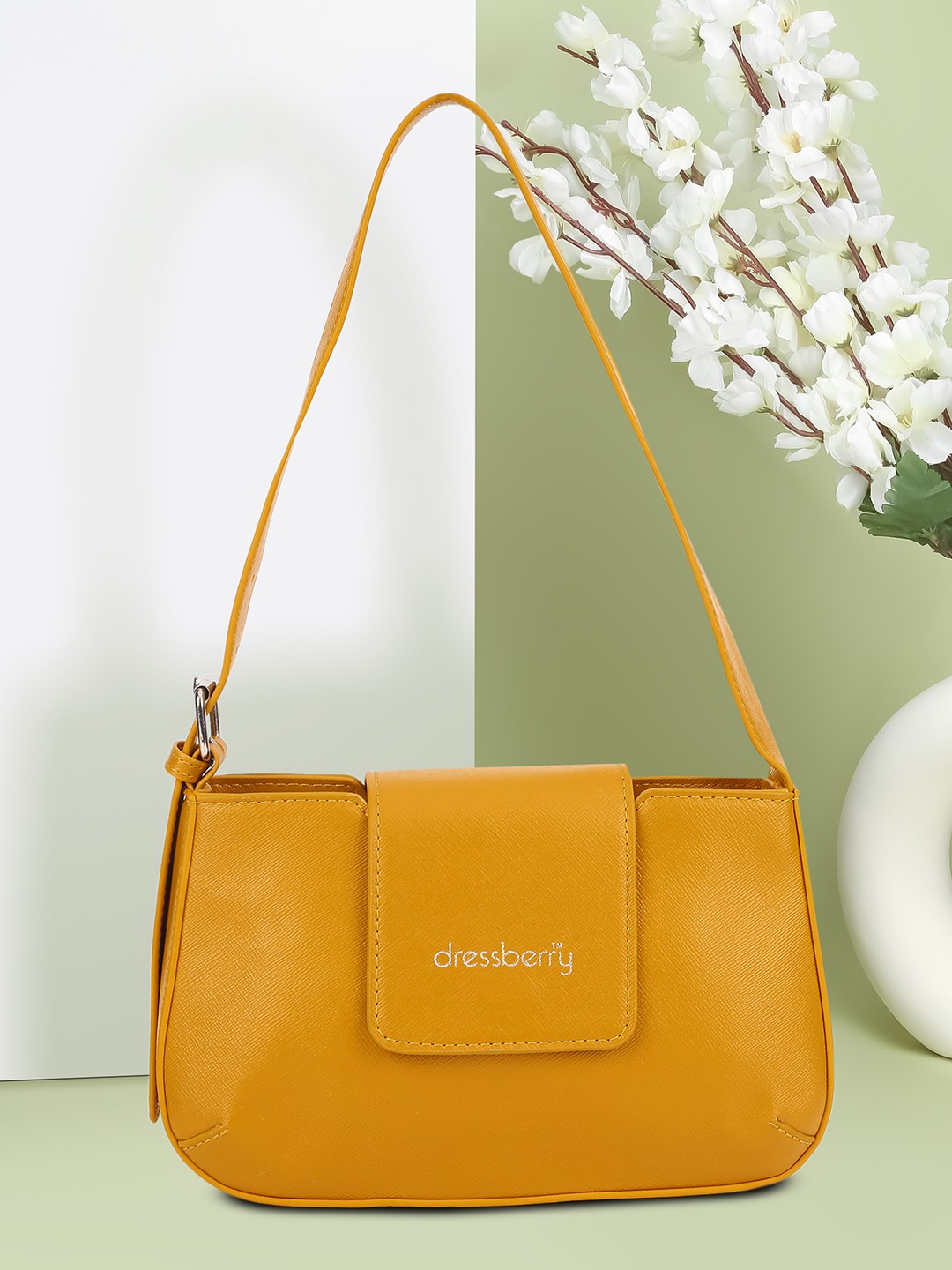

DressBerry Yellow Structured Shoulder Bag