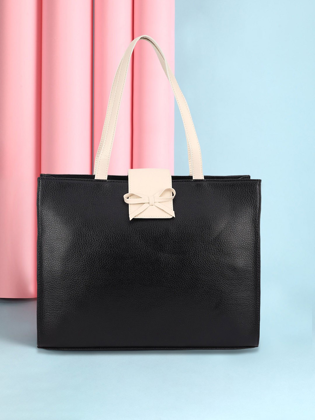 

DressBerry Oversized Shopper Tote Bag with Bow Detail, Black