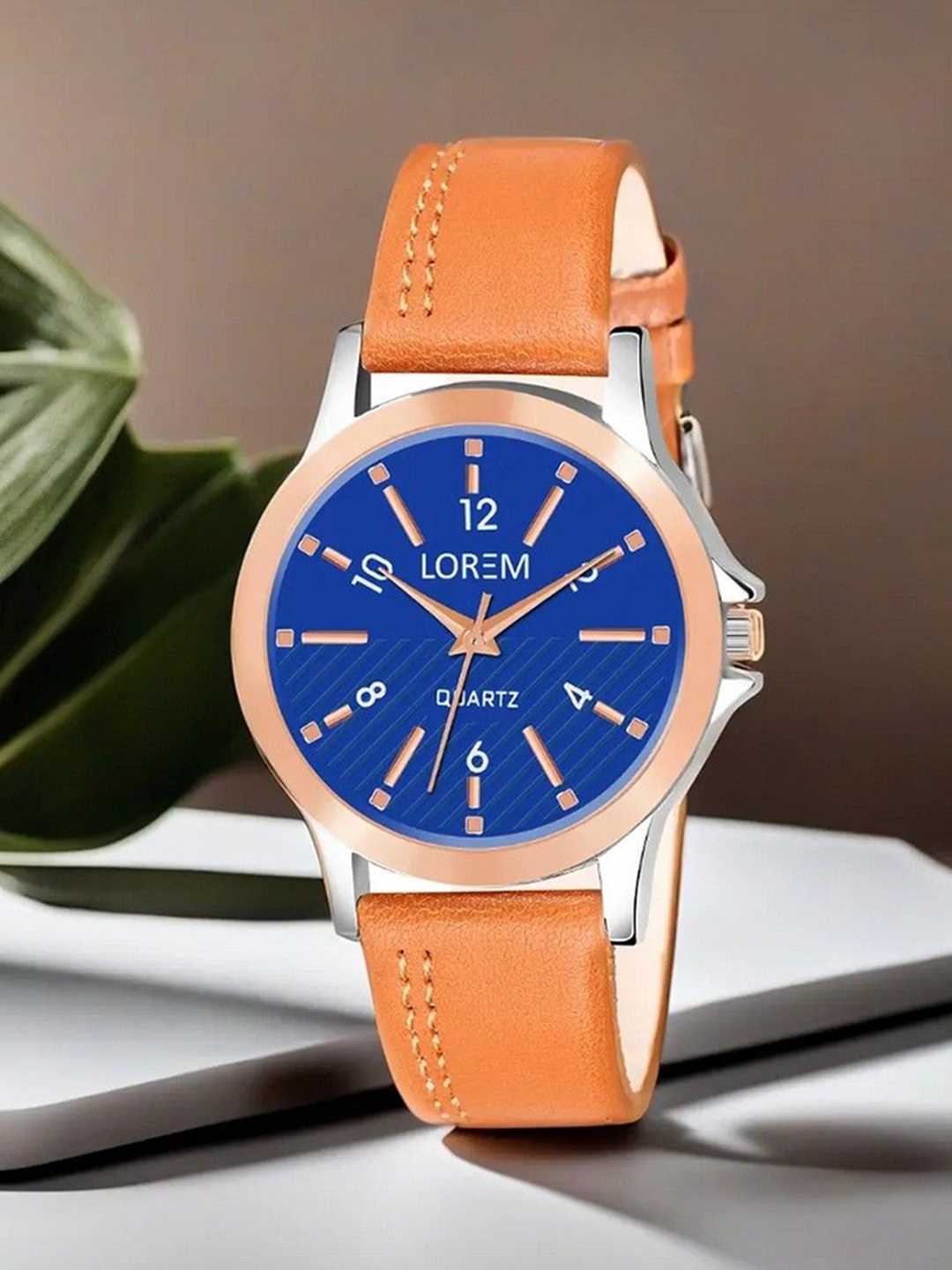 

LOREM Women Dial &Leather Textured Straps Analogue Watch LR342-B, Blue