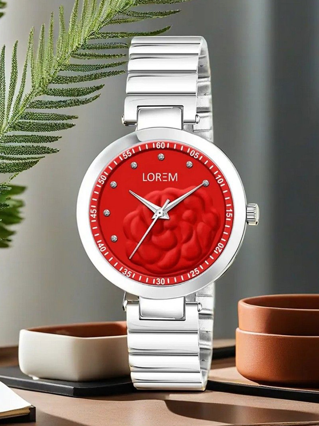 

LOREM Women Dial & Stainless Steel Bracelet Style Straps Analogue Watch LR317-B, Red