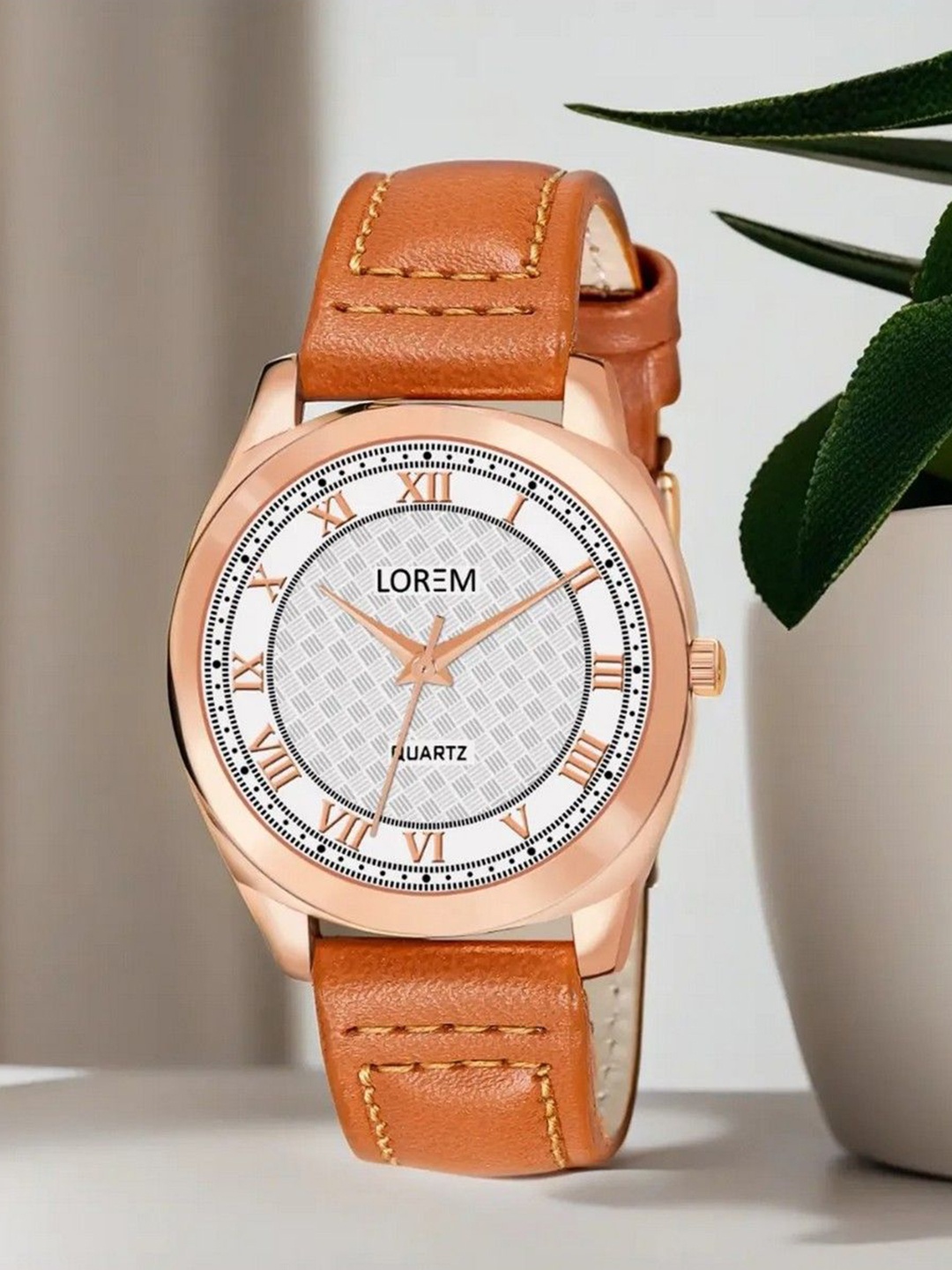 

LOREM Women Embellished Dial & Stainless Steel Straps Analogue Watch LR337-B, Brown