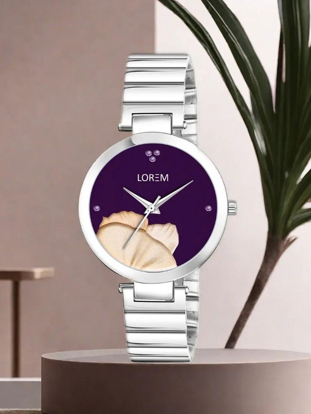 

LOREM Women Patterned Dial & Stainless Steel Bracelet Style Straps Analogue Watch LR311-B, Purple