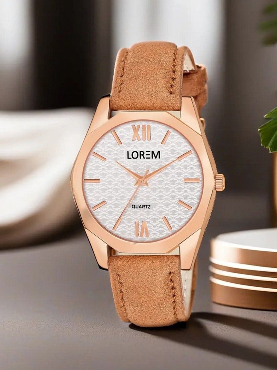 

LOREM Women Patterned Dial & Leather Straps Analogue Watch LR331-B, Brown
