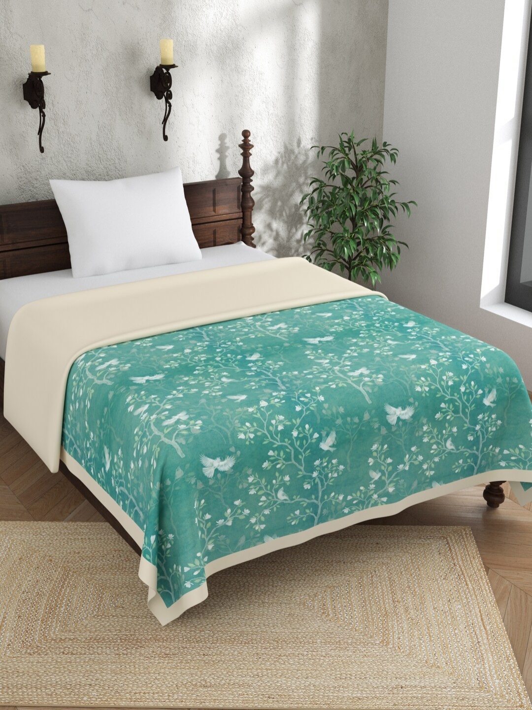 

EverHOME Green & Grey Ethnic Motifs Cotton AC Room 150 GSM Single Bed Dohar