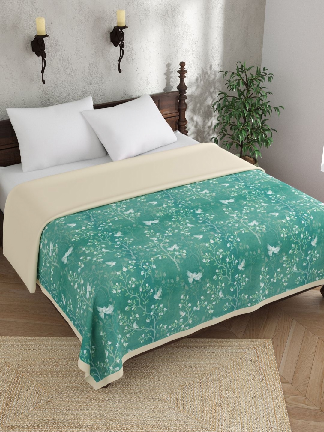 

EverHOME Green & Grey Ethnic Motifs Cotton AC Room 150 GSM Double Bed Dohar