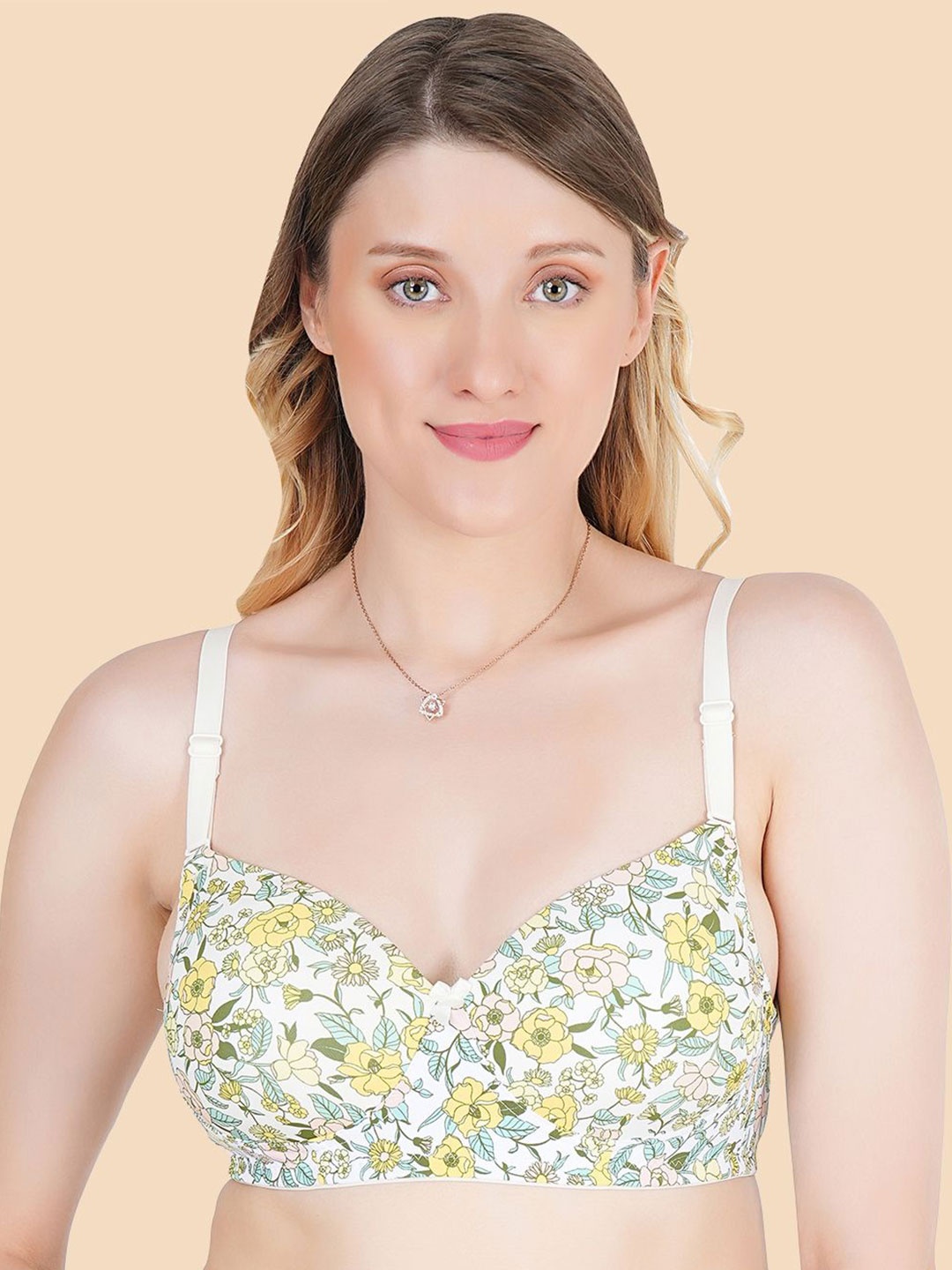 

Tweens Floral Printed Full Coverage Lightly Padded T-shirt Bra with All Day Comfort, White