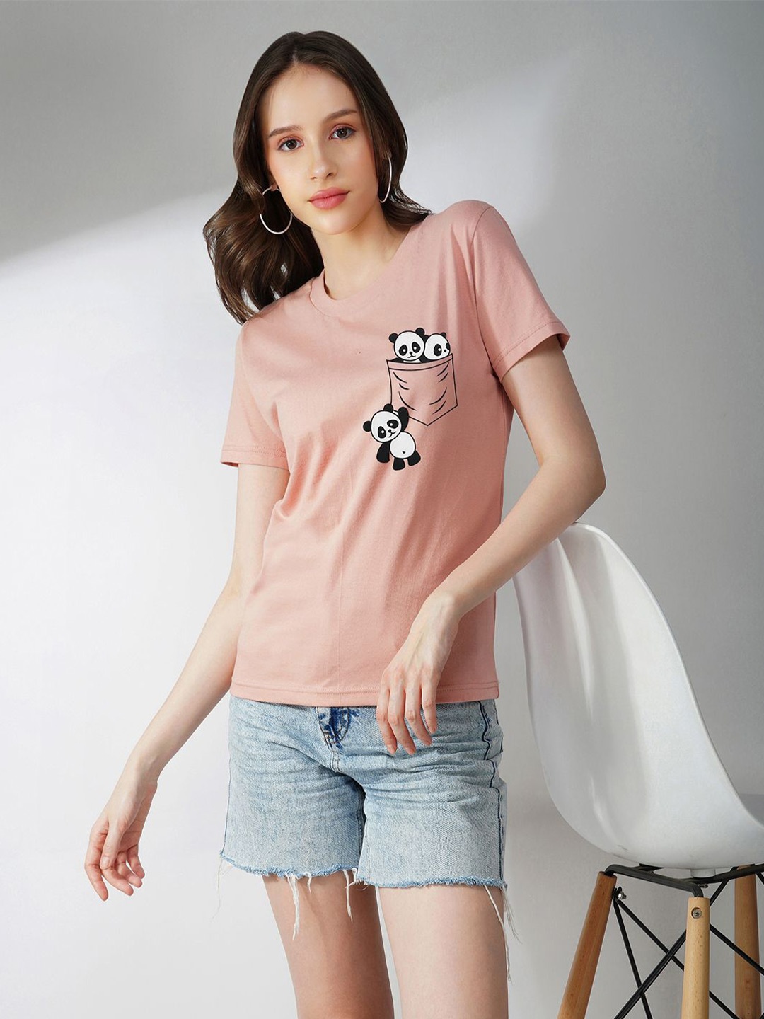 

Lagashi Women Graphic Printed Round Neck Pure Cotton T-shirt, Pink