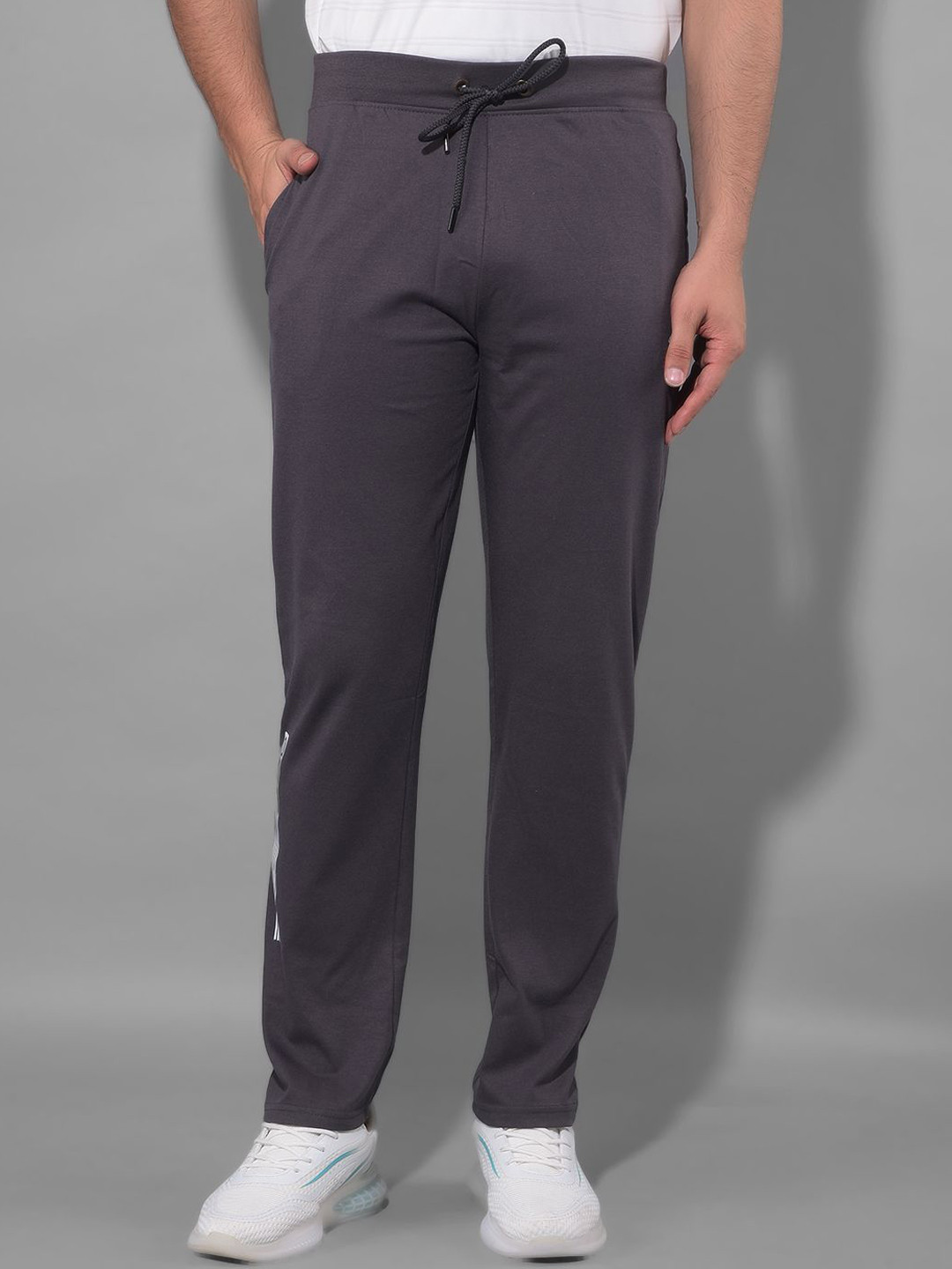 

COBB Men Cotton Mid-Rise Track Pants, Grey