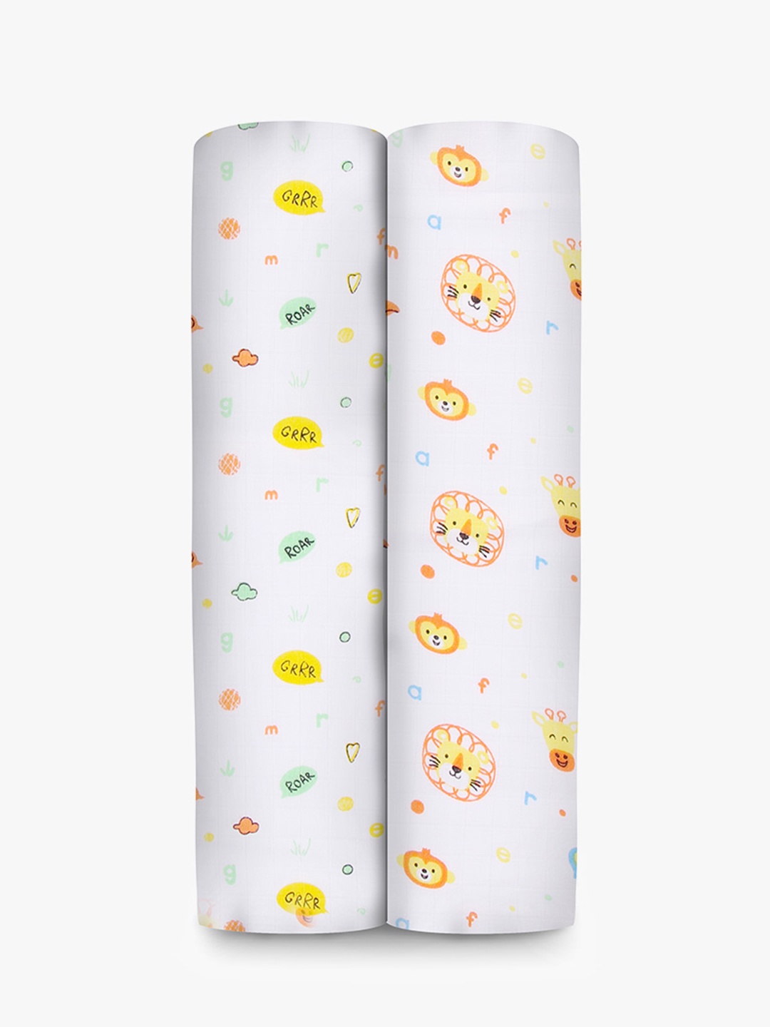 

A Toddler Thing Infants Set of 2 Printed Pure Cotton Muslin Swaddle Wrap, White