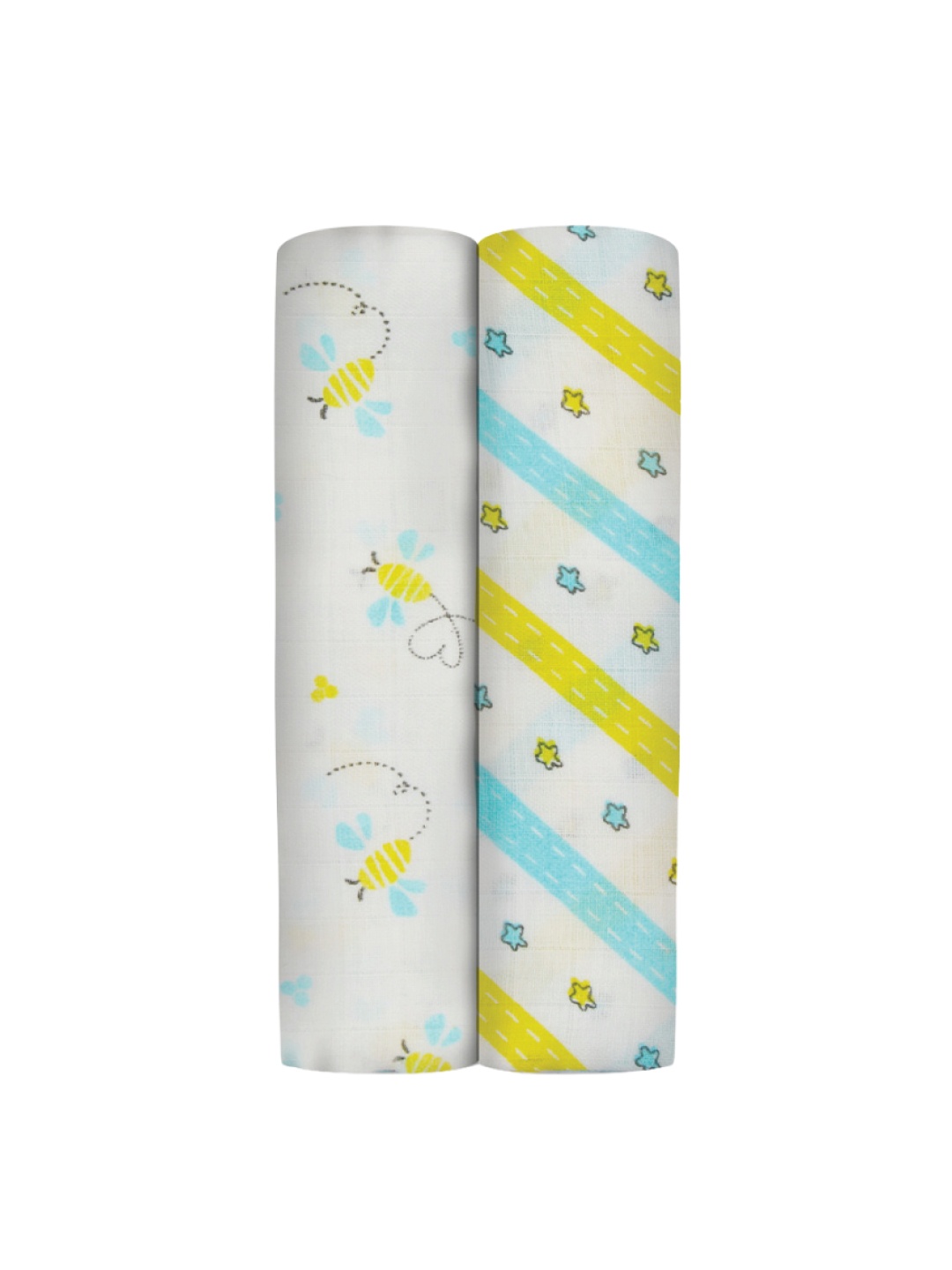 

A Toddler Thing Infants Set of 2 Printed Pure Cotton Muslin Swaddle Wrap, White