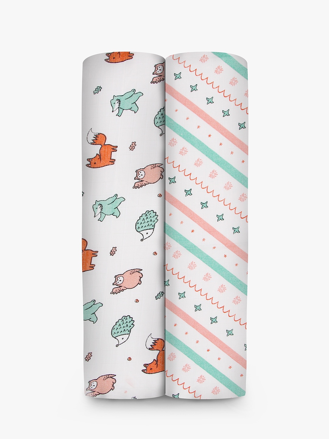 

A Toddler Thing Infants Set of 2 Printed Pure Cotton Muslin Swaddle Wrap, White