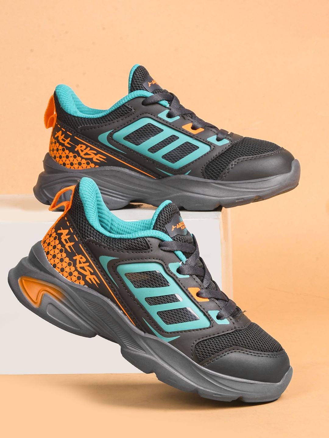 

ABROS Boys Mesh Running Shoes, Black