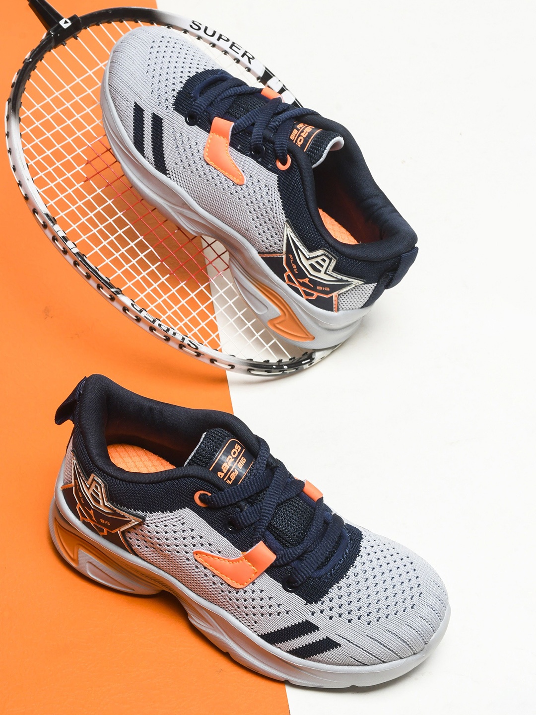 ABROS Boys Mesh Running Shoes, Grey