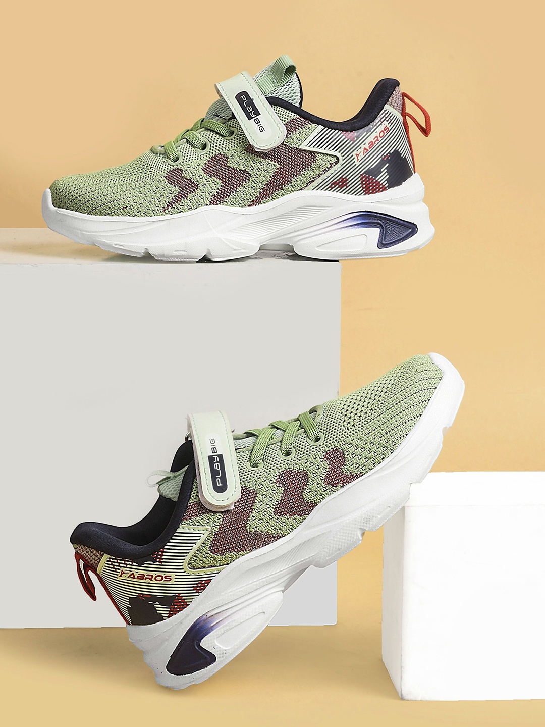 

ABROS Boys Mesh Running Shoes, Olive