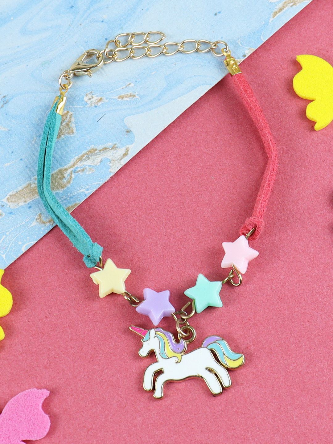 

Asthetika Unicorn Stars Bracelet Rakhi with Roli Chawal, Pink