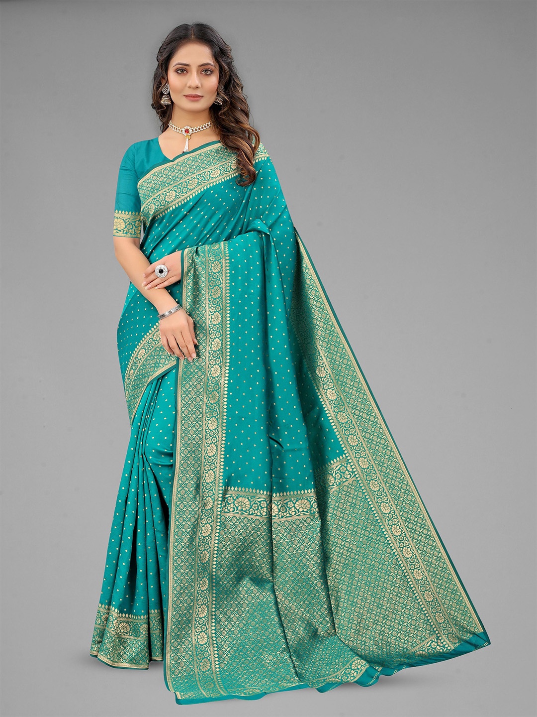 

Upalksh Woven Design Zari Kanjeevaram Saree, Sea green