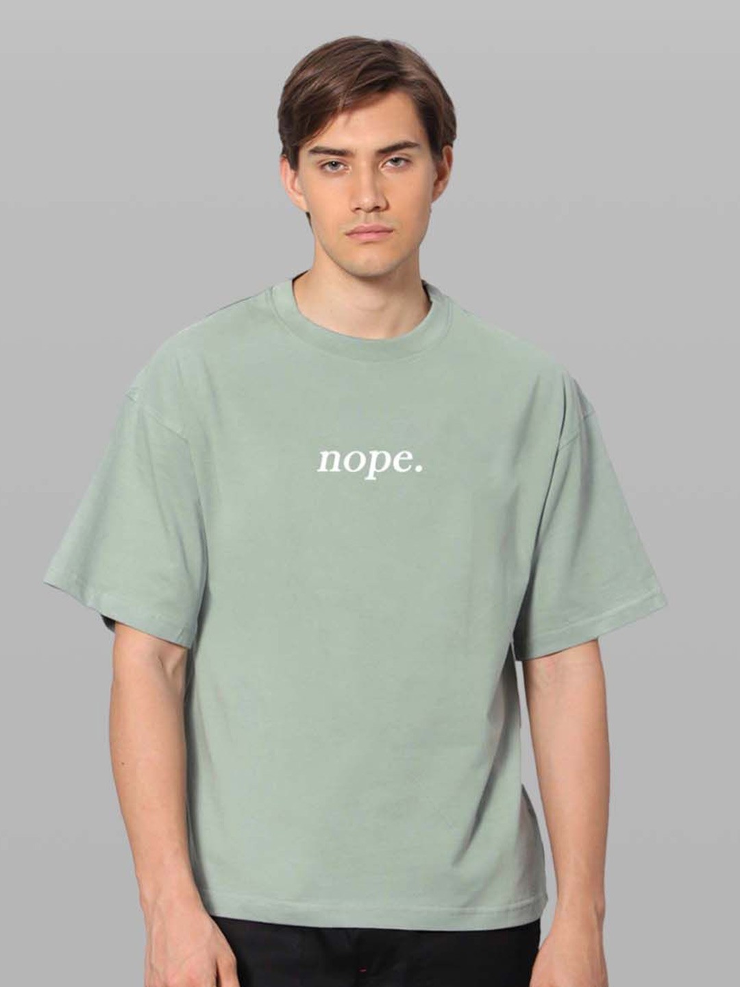 

Besick Men Typography Printed Round Neck Oversized T-shirt, Sea green