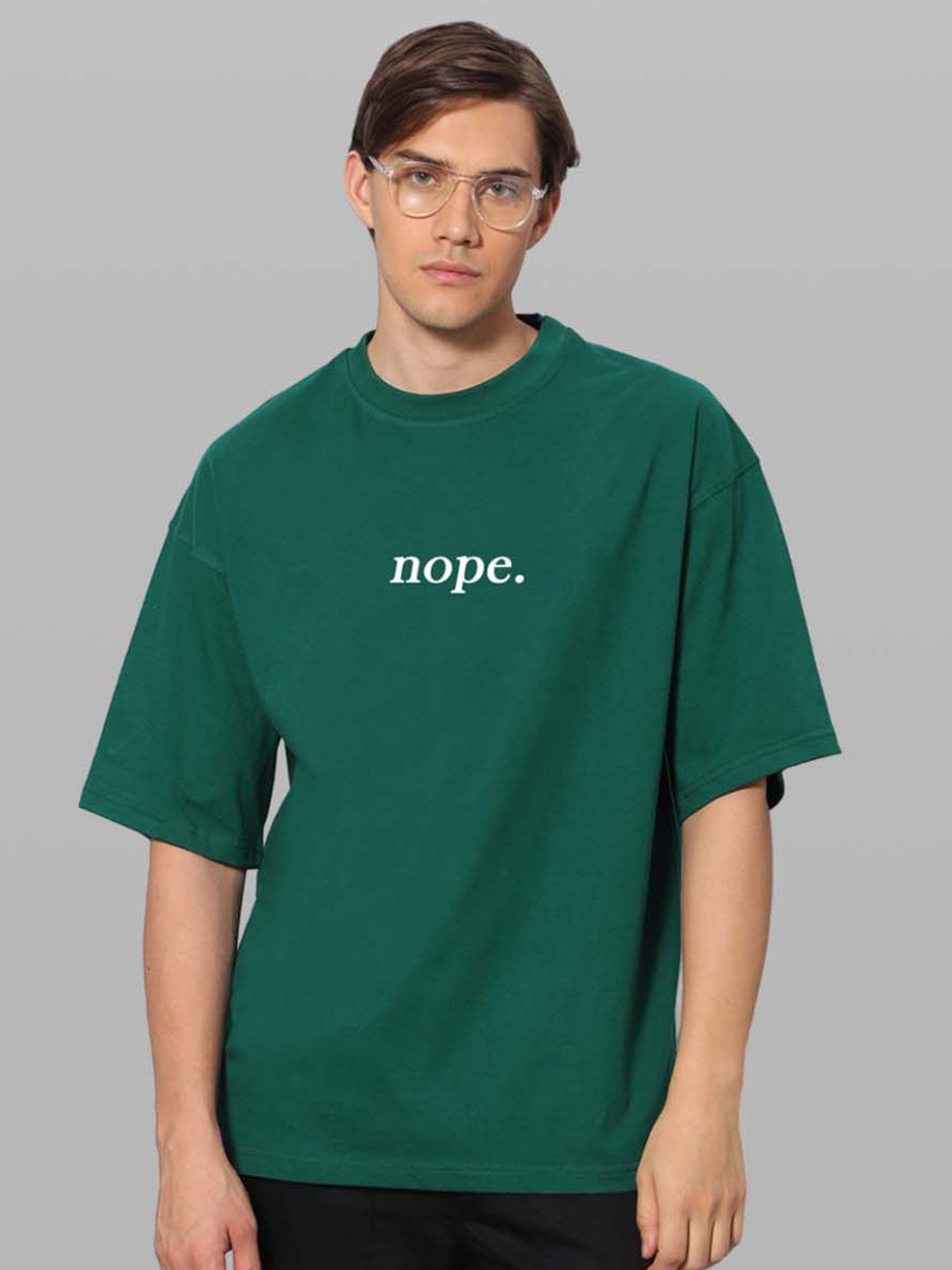 

Besick Men Typography Printed Drop Shoulder Sleeves Oversized T-shirt, Olive