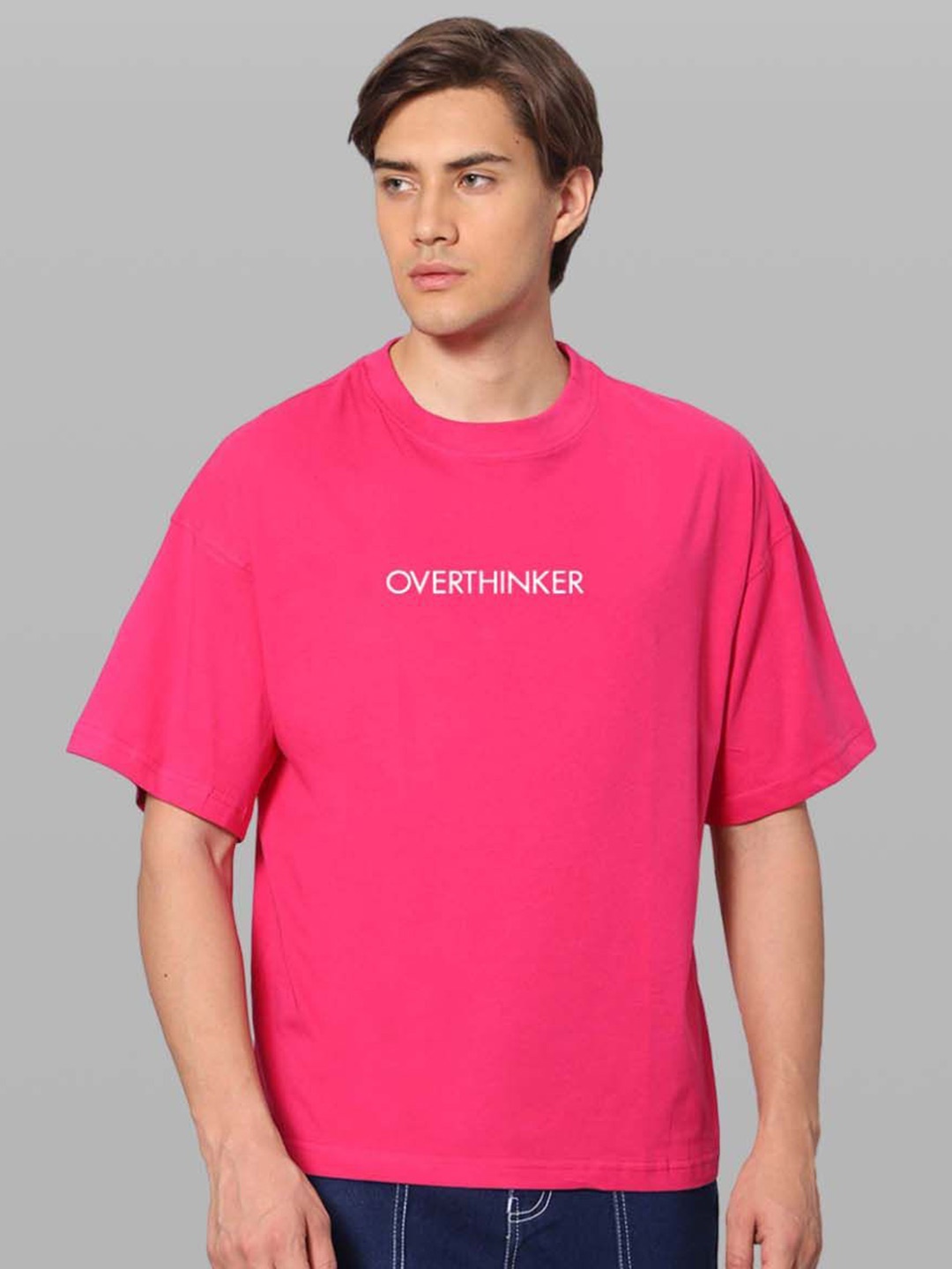 Besick Men Typography Solid T-shirt, Pink