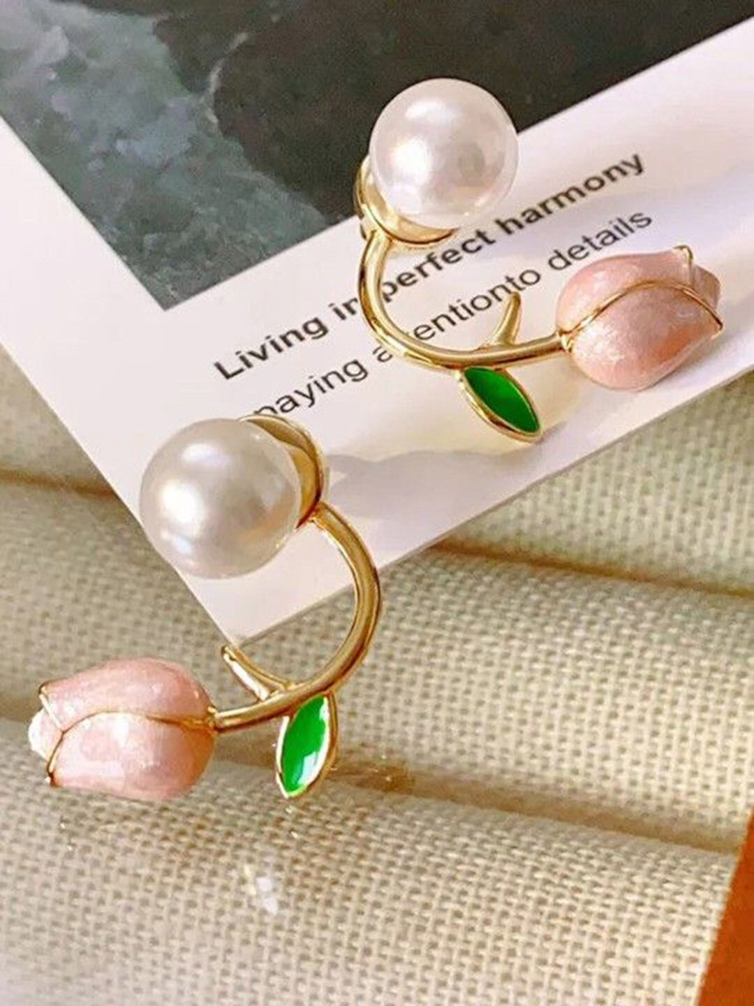 

Xivir Gold-Plated Floral Pearls Studded Earrings, Pink