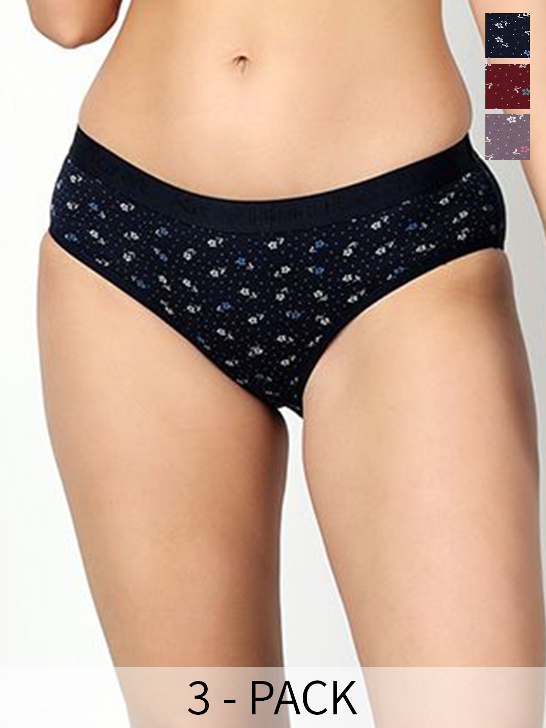 

Floret Pack Of 3 Assorted Cotton Ribbed Briefs