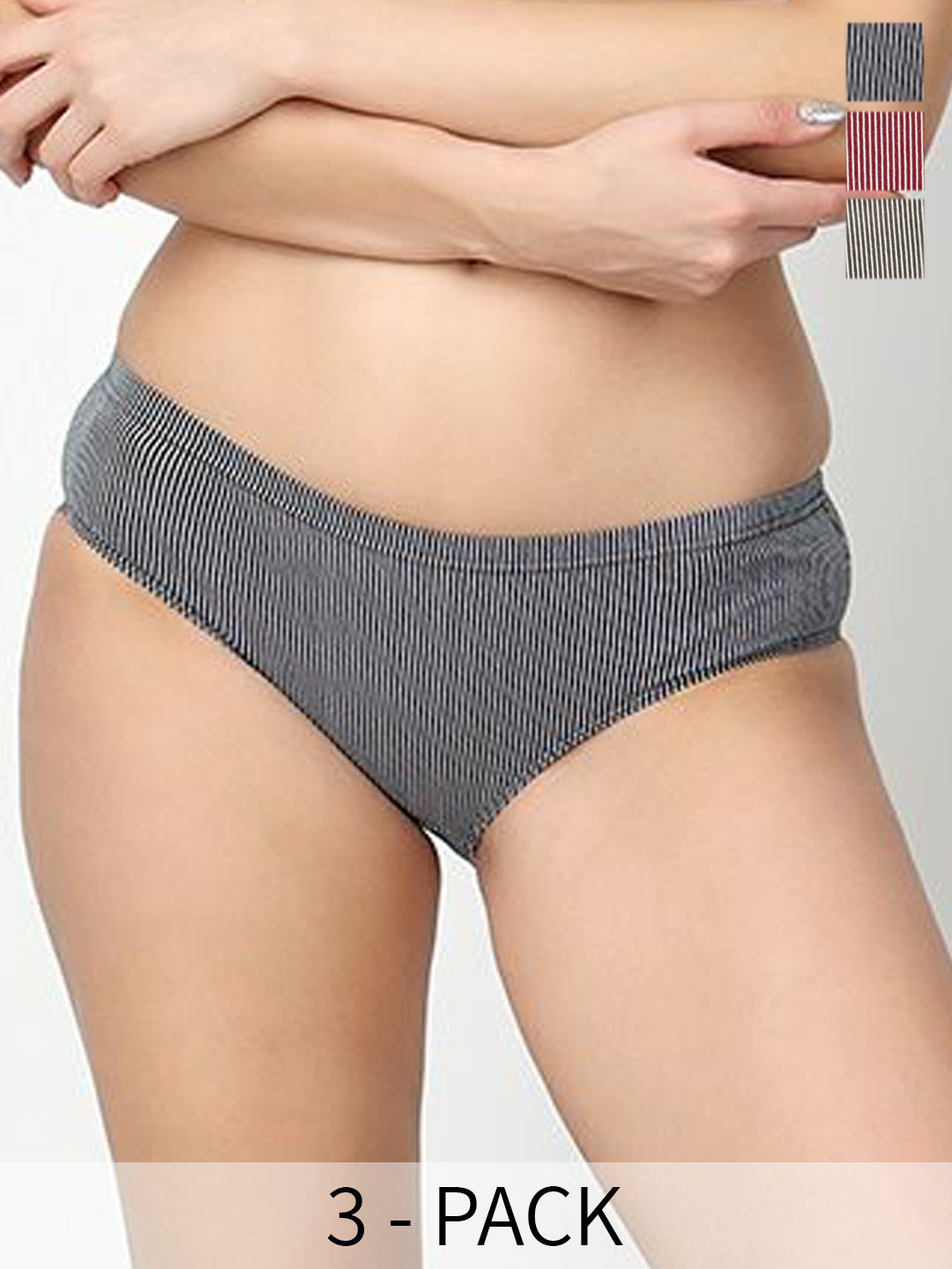 

Floret Pack of 3 anti Microbial Mid Waist Hipster Briefs, Black