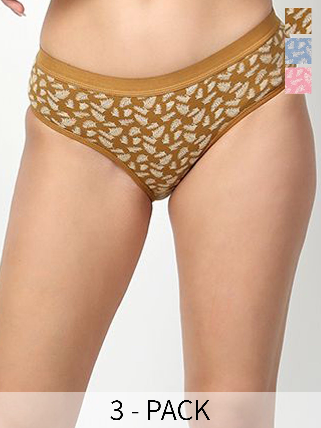

Floret Pack of 3 anti Microbial Mid Waist Hipster Briefs, Brown