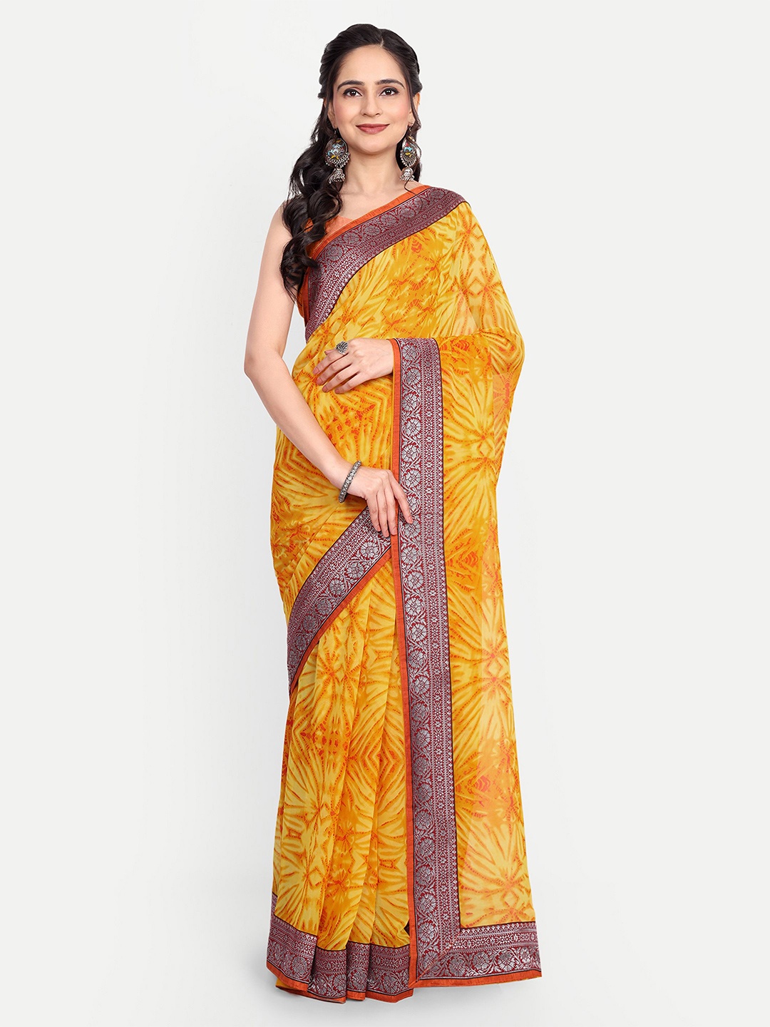

The Textile Hub Zari Saree, Yellow