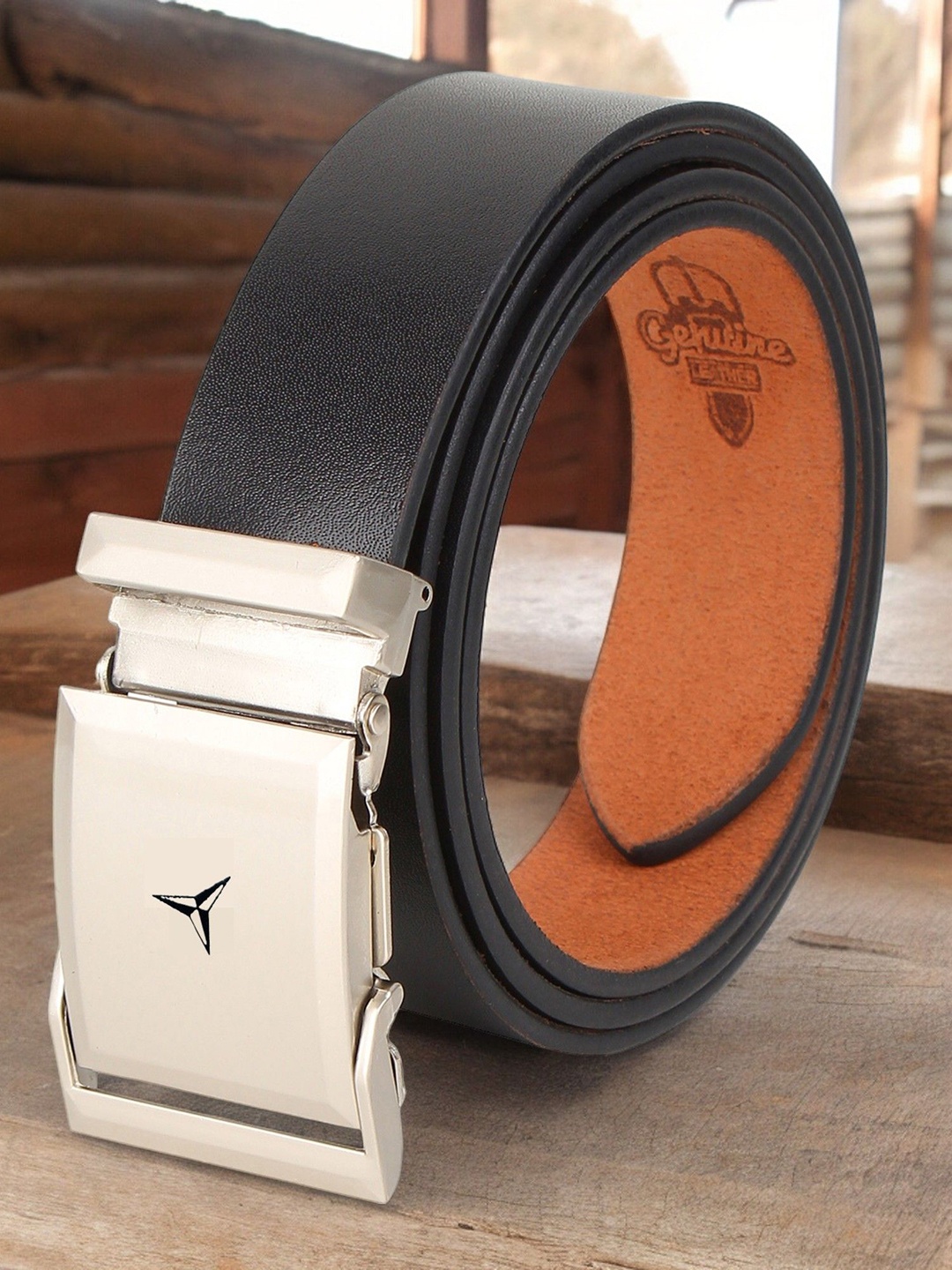 

URBAN ALFAMI Men Slider Buckle Casual Leather Belt, Black
