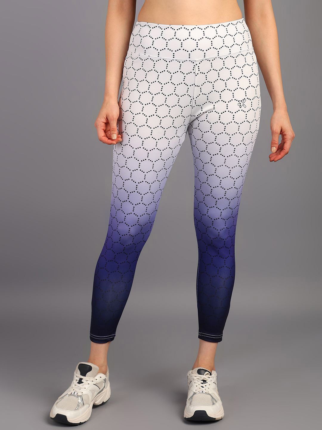 

HRX by Hrithik Roshan Printed Slim-Fit Ankle-Length Gym Tights, White