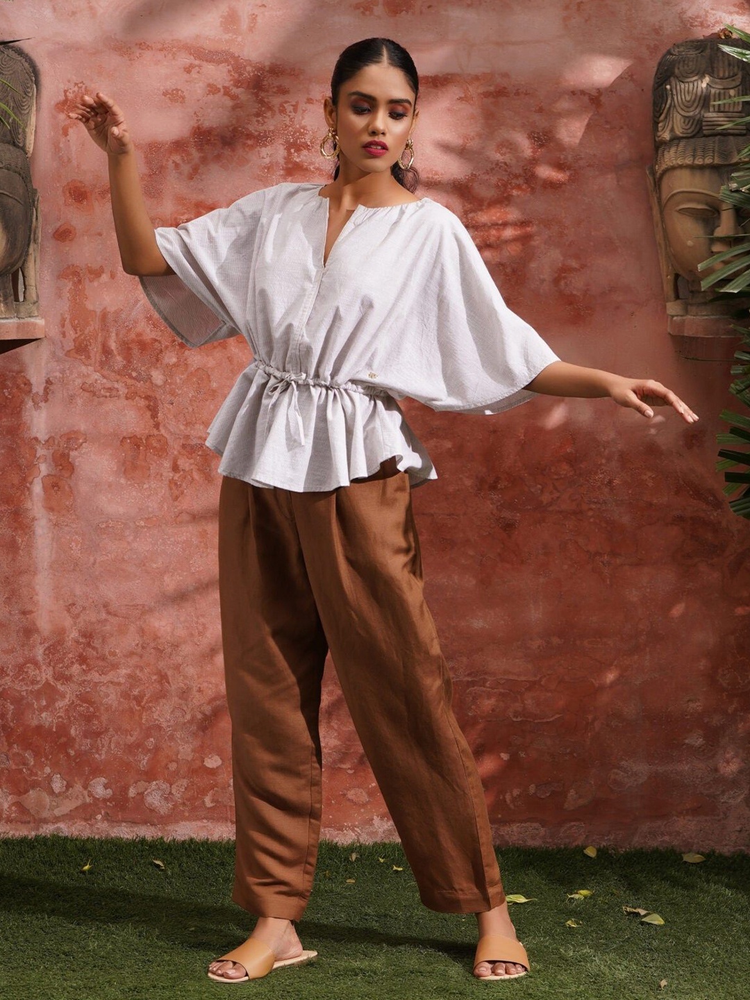 

Western Era Tie and Dye Cotton Top, Beige