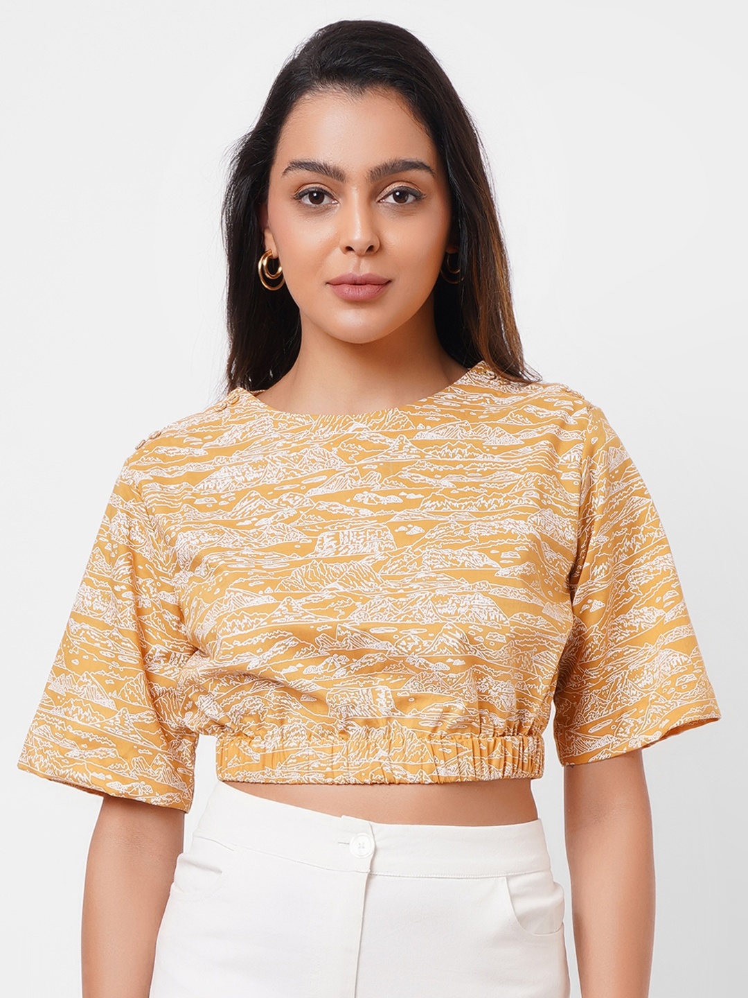 

Western Era Cotton Crop Top, Yellow