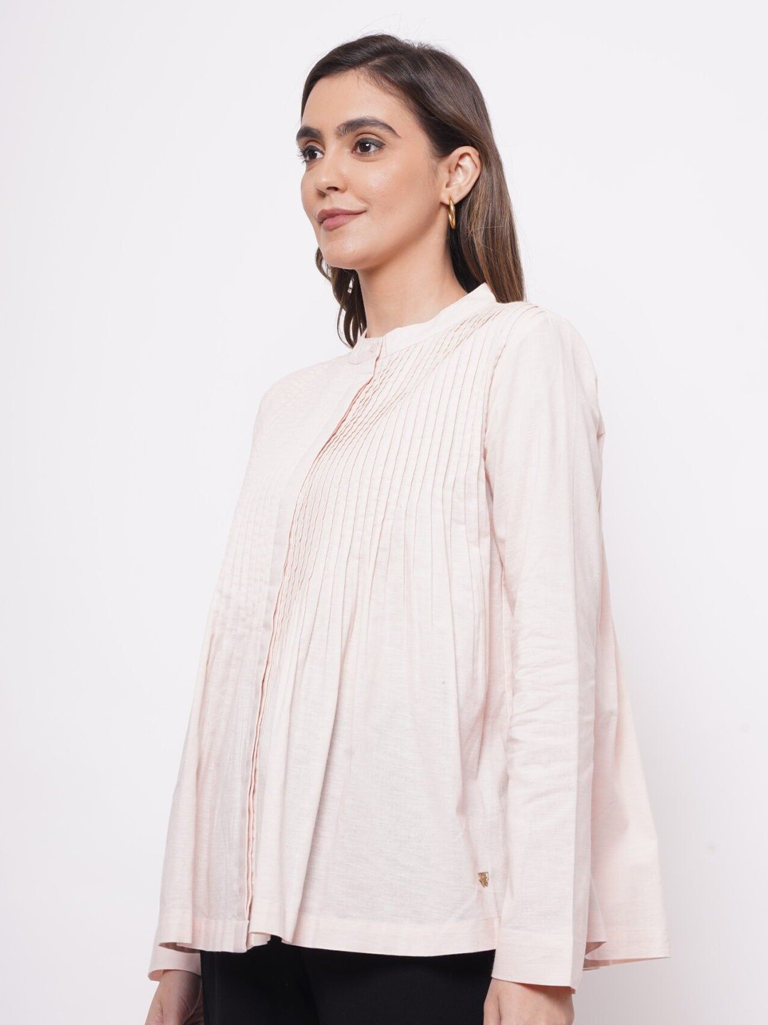 

Western Era Flared Sleeve Linen Top, Pink